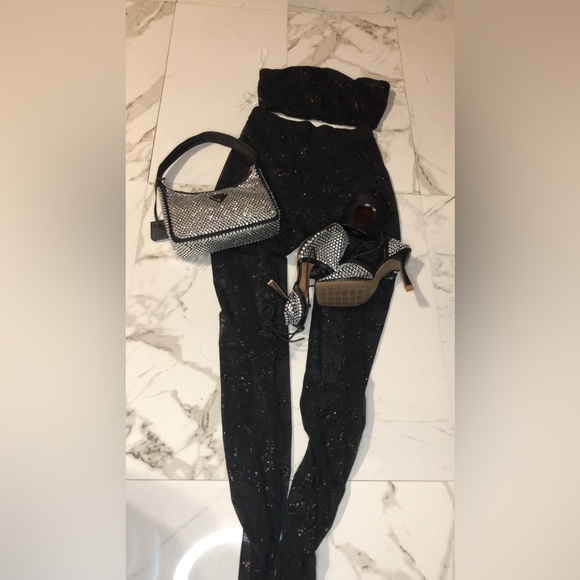 Two piece black mesh legging set - Picture 5 of 7